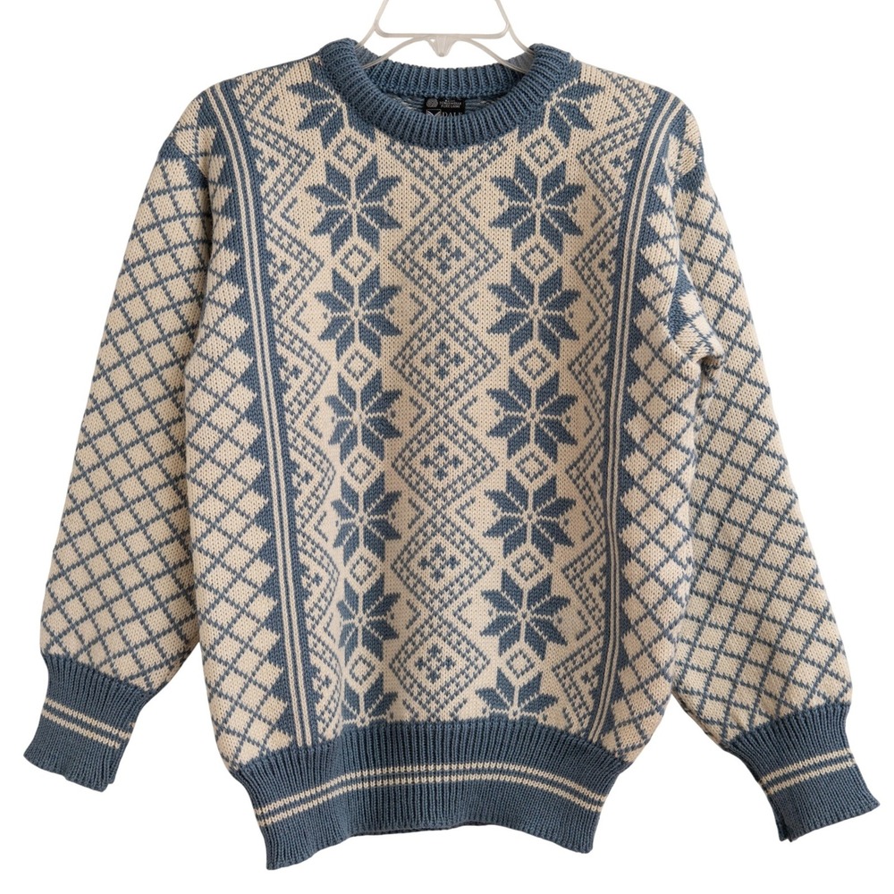 Dale of Norway Pure New Wool Nordic Snowflake Sweater Scandi CottageCore Nordic